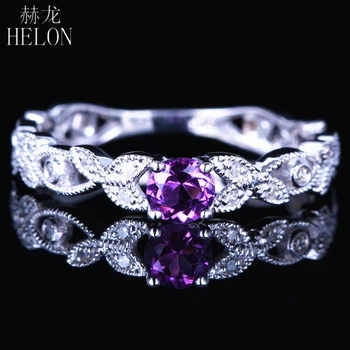 HELON Solid 10K White Gold 0.22ct Round Genuine Natural Amethyst & Diamonds Ring Women Engagement Jewelry Valentine's Day Gift
HELON Solid 10K White Gold 0.22ct Round Genuine Natural Amethyst & Diamonds Ring Women Engagement Jewelry Valentine's Day Gift