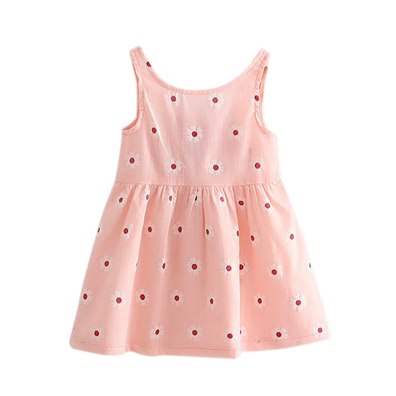 Children Dresses Girls Sleeveless Flower Print Bow Decor Backless Princess Floral Dress Baby Girl Spring Summer For Gi | Детская одежда