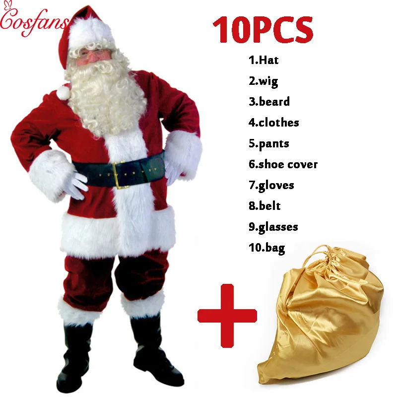 10PCS Full Christmas costume Santa Claus adult red Christmas clothes Santa Claus costume Halloween Deluxe Set Christmas cosplay
10PCS Full Christmas costume Santa Claus adult red Christmas clothes Santa Claus costume Halloween Deluxe Set Christmas cosplay