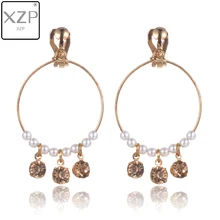 XZP geométricas pendientes de Clip redondo No perforados Clip de oreja Metal Simple grandes pendientes sin Piercing mujeres joyería minimalista(China)