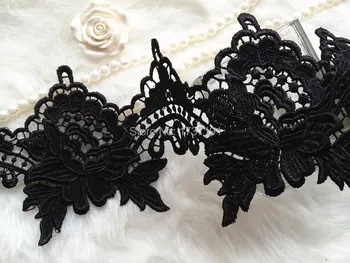 5 Yards Vintage Crochet Water Soluble Black Venice Lace Trim for Bridal, Gowns, Costume Design
5 Yards Vintage Crochet Water Soluble Black Venice Lace Trim for Bridal, Gowns, Costume Design