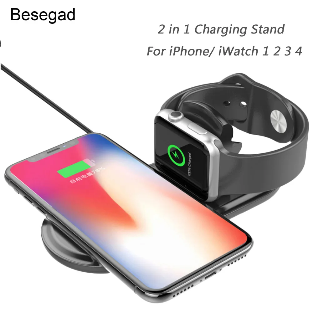 Besegad 2 in1 Fast Wireless Charging Pad Stand Station Holder for Apple Watch iWatch Series 1 2 3 4 iPhone 8 X 7 6S Plus Samsung
Besegad 2 in1 Fast Wireless Charging Pad Stand Station Holder for Apple Watch iWatch Series 1 2 3 4 iPhone 8 X 7 6S Plus Samsung