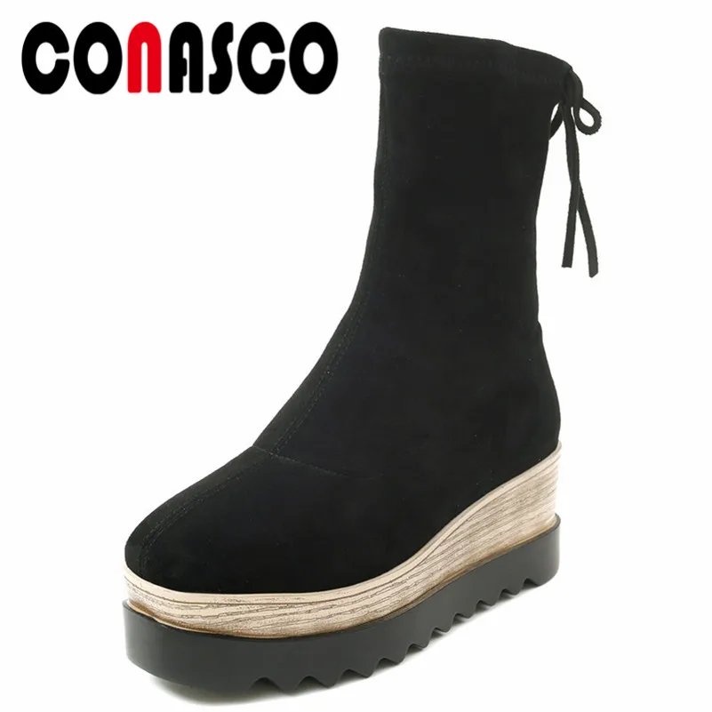 CONASCO Fashion Women Coks Boots Lace Up Party Shoes Woman Wedges Heels Platforms Warm Autumn Winter Shoes Woman Basic Boots
CONASCO Fashion Women Coks Boots Lace Up Party Shoes Woman Wedges Heels Platforms Warm Autumn Winter Shoes Woman Basic Boots