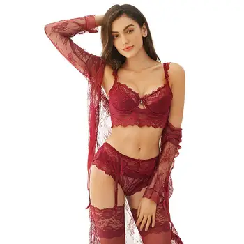 CYHWR Sexy Lace Underwear Set Robe+Bra+ Panties+ Stockings +Y-line Straps +Thong 7 Piece For Lady
CYHWR Sexy Lace Underwear Set Robe+Bra+ Panties+ Stockings +Y-line Straps +Thong 7 Piece For Lady