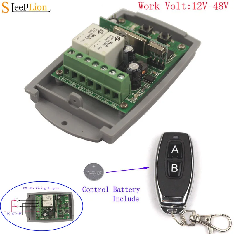 Sleeplion 433MHz 12V 24V 48V 2CH Independent Relay RF Wireless Remote Control Light Switch 36V 2 channel Receiver Module 315MHz
Sleeplion 433MHz 12V 24V 48V 2CH Independent Relay RF Wireless Remote Control Light Switch 36V 2 channel Receiver Module 315MHz