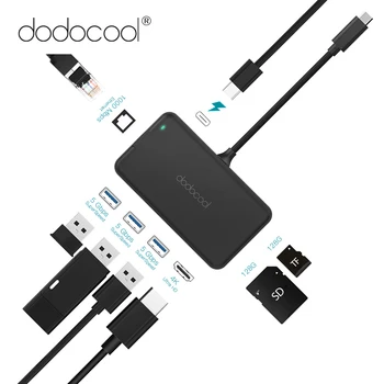 dodocool 8-in-1 USB C Hub with Type-C PD Charging Port 4K Video HDMI RJ45 Gigabit Ethernet Adapter SD/TF Card Reader USB 3.0 HUB
dodocool 8-in-1 USB C Hub with Type-C PD Charging Port 4K Video HDMI RJ45 Gigabit Ethernet Adapter SD/TF Card Reader USB 3.0 HUB