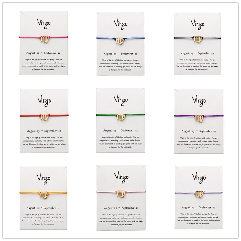 White Card Fashion Jewelry 12 Constellation Zodiac Virgo Lucky Rope Bracelet Bangles For Women Accessories
White Card Fashion Jewelry 12 Constellation Zodiac Virgo Lucky Rope Bracelet Bangles For Women Accessories