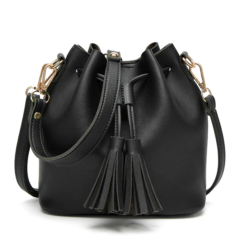 Fashion solid color Women Leather Handbag casual Crossbody Shoulder Messenger Tassels Bucket Bag Synthetic bag for female Bolsa
Fashion solid color Women Leather Handbag casual Crossbody Shoulder Messenger Tassels Bucket Bag Synthetic bag for female Bolsa
