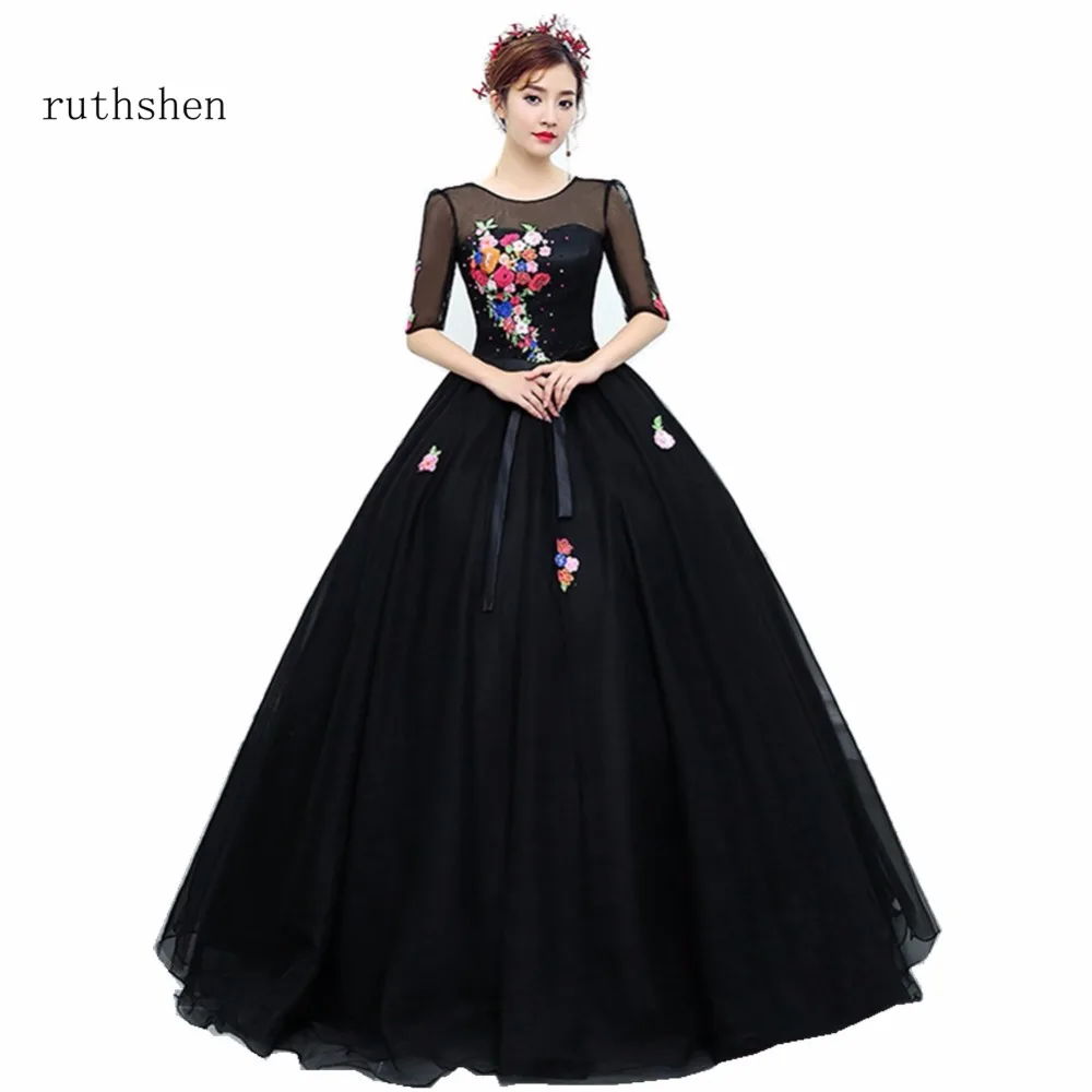 ruthshen Black Quinceanera Dress Cheap Real Photo Vestidos De 16 Anos Scalloped Flowers Ball Gown Sweet 16 Half Sleeves 2018
ruthshen Black Quinceanera Dress Cheap Real Photo Vestidos De 16 Anos Scalloped Flowers Ball Gown Sweet 16 Half Sleeves 2018