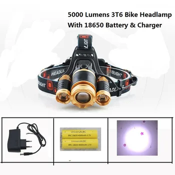 Waterproof 5000 lumens 3T6 Cree Bike Headlight 18650 Battery Cycling Headlamp Bicycle Light For Bicycle , Hunting , Camping
Waterproof 5000 lumens 3T6 Cree Bike Headlight 18650 Battery Cycling Headlamp Bicycle Light For Bicycle , Hunting , Camping
