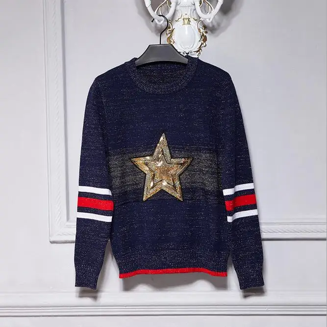 100% wool Brand fashion women's high-end luxury vintage sequins five-pointed thick sweater
100% wool Brand fashion women's high-end luxury vintage sequins five-pointed thick sweater