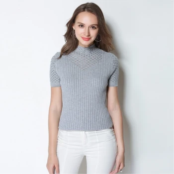 JECH Summer new Women's Sweater ladies Sweater half-neck shirt short-sleeved Wool ladies sweater and sweater ladies knitting
JECH Summer new Women's Sweater ladies Sweater half-neck shirt short-sleeved Wool ladies sweater and sweater ladies knitting