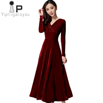 Autumn Winter Women Long Dress Elegant Thick Velvet Dress Long Sleeve Slim V-neck Dresses Female Plus size Vintage Party Vestido
Autumn Winter Women Long Dress Elegant Thick Velvet Dress Long Sleeve Slim V-neck Dresses Female Plus size Vintage Party Vestido