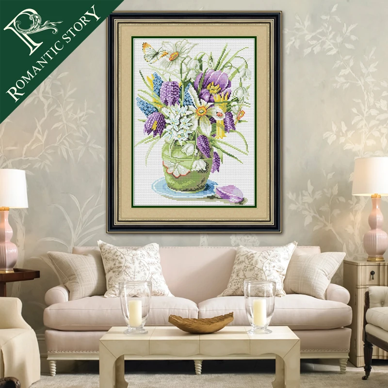 Romantic Story Classic Pretty Vase Flowrer 11CT DMC Cross Stitch Needlework DIY Printing Cross-Stitch Set For Embroidery Kits
Romantic Story Classic Pretty Vase Flowrer 11CT DMC Cross Stitch Needlework DIY Printing Cross-Stitch Set For Embroidery Kits