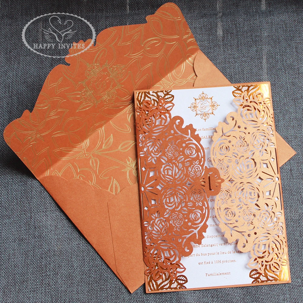 Free Shipping for some Countries/areas! HI3040 Pop Up Bronze Brown Laser Cut Wedding Cards with Brown Foil Printing Envelope
Free Shipping for some Countries/areas! HI3040 Pop Up Bronze Brown Laser Cut Wedding Cards with Brown Foil Printing Envelope