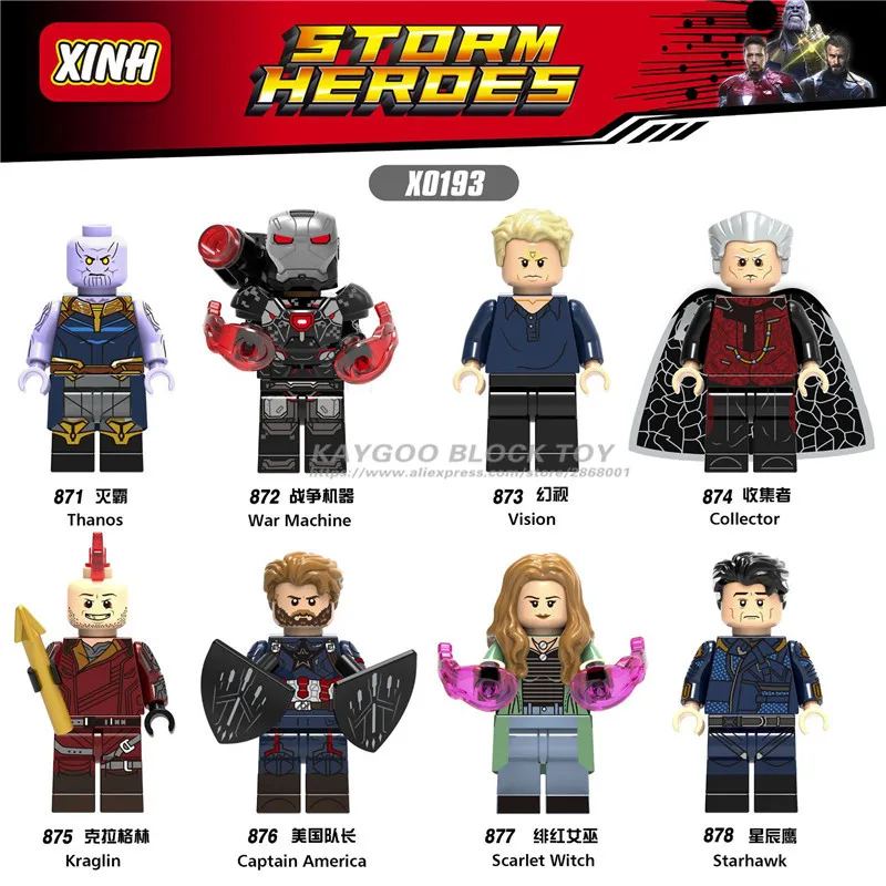 Legonging X0193 superhero series Thanos Scarlet Witch Captain America War Machine Visions Star Hawk Building B DIY Toys
Legonging X0193 superhero series Thanos Scarlet Witch Captain America War Machine Visions Star Hawk Building B DIY Toys