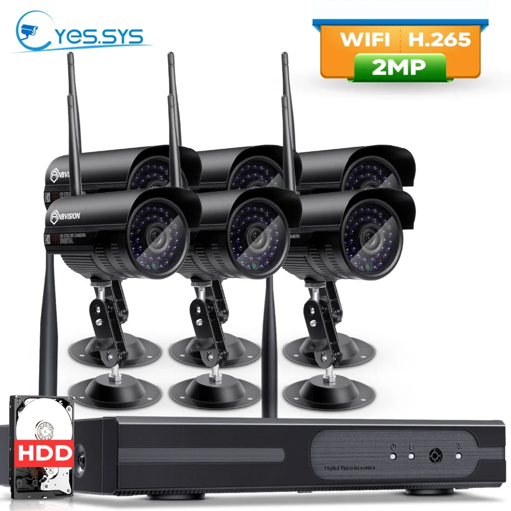 Eyessys Wi-Fi 8CH 1080 P Беспроводной чистая NVR 6 шт p 2.0MP Пуля IP Камера CCTV P2P комплект ip-камара