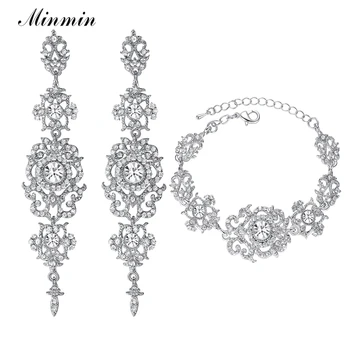 Minmin Luxury Crystal Bridal Jewelry Sets for Women Silver Color Bracelets Earrings Wedding Party Prom Jewelry Sets EH182+SL031
Minmin Luxury Crystal Bridal Jewelry Sets for Women Silver Color Bracelets Earrings Wedding Party Prom Jewelry Sets EH182+SL031