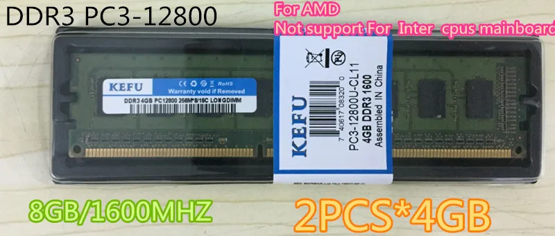New RAM 8GB (2pcsX4GB) DDR3 PC3-12800 1600MHz For Desktop PC DIMM Memory RAM 240 pins For AMD System High Compatible
New RAM 8GB (2pcsX4GB) DDR3 PC3-12800 1600MHz For Desktop PC DIMM Memory RAM 240 pins For AMD System High Compatible