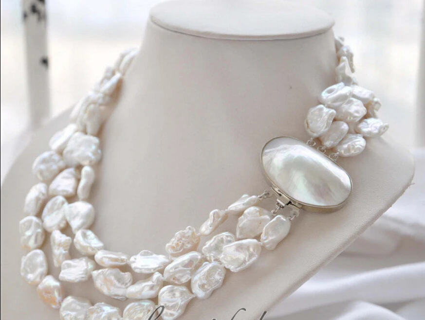 fast z4959 3strands 19mm BAROQUE white KESHI REBORN PEARL NECKLACE mabe clasp AAA
fast z4959 3strands 19mm BAROQUE white KESHI REBORN PEARL NECKLACE mabe clasp AAA