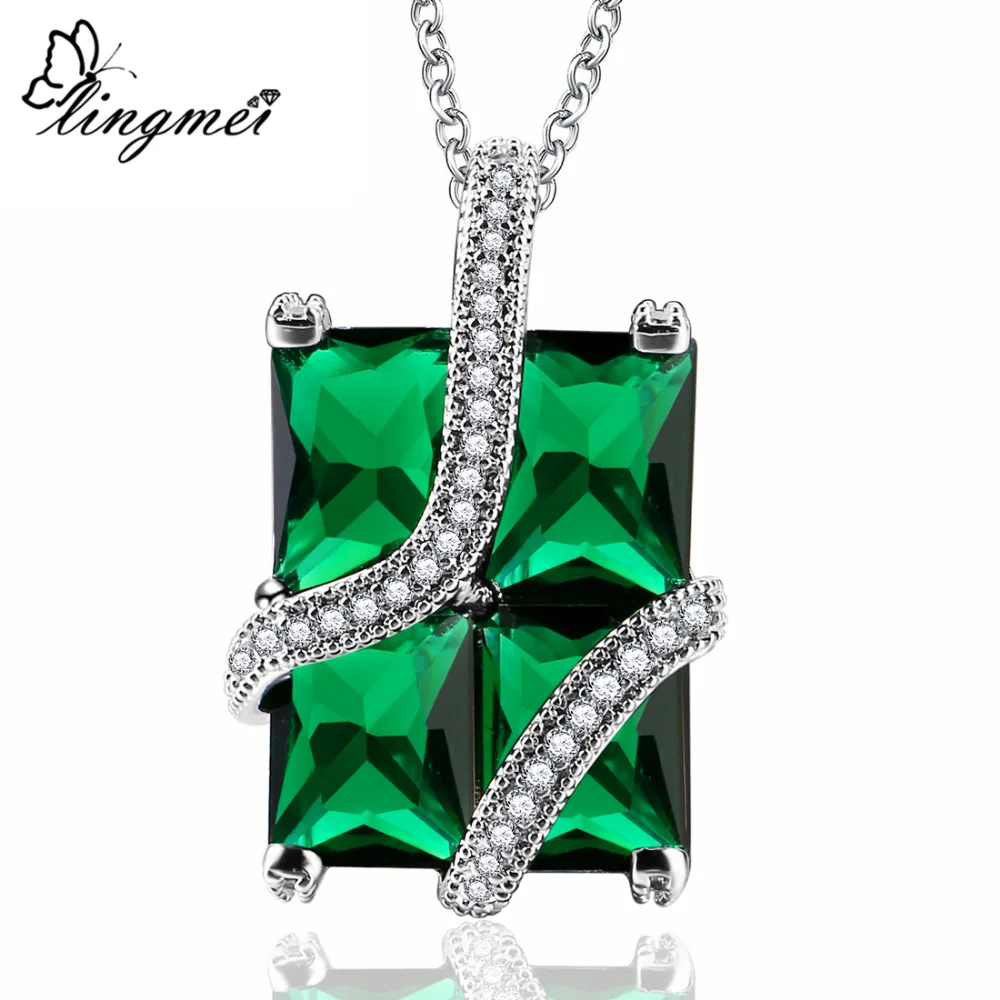 lingmei Gentle Wedding Band Green & Royal Blue & White Cubic Zircon Silver Pendant Necklace Chain For Women Fashion Jewelry
lingmei Gentle Wedding Band Green & Royal Blue & White Cubic Zircon Silver Pendant Necklace Chain For Women Fashion Jewelry