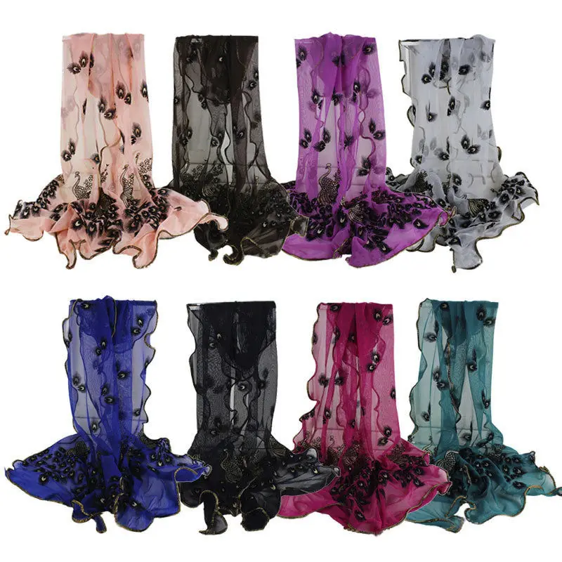 Women Peacock Flower Embroidered Lace Scarf Long Soft Wrap Shawl handkerchief women's scarves handkerchief hijab scarf 40FE27
Women Peacock Flower Embroidered Lace Scarf Long Soft Wrap Shawl handkerchief women's scarves handkerchief hijab scarf 40FE27
