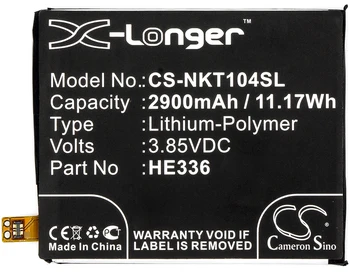Cameron Sino 2900mAh Battery HE321, HE336 for Nokia 5 Dual SIM, 5 Premium Edition Dual SIM, HMD Heart, Nokia 5, TA-1044
Cameron Sino 2900mAh Battery HE321, HE336 for Nokia 5 Dual SIM, 5 Premium Edition Dual SIM, HMD Heart, Nokia 5, TA-1044
