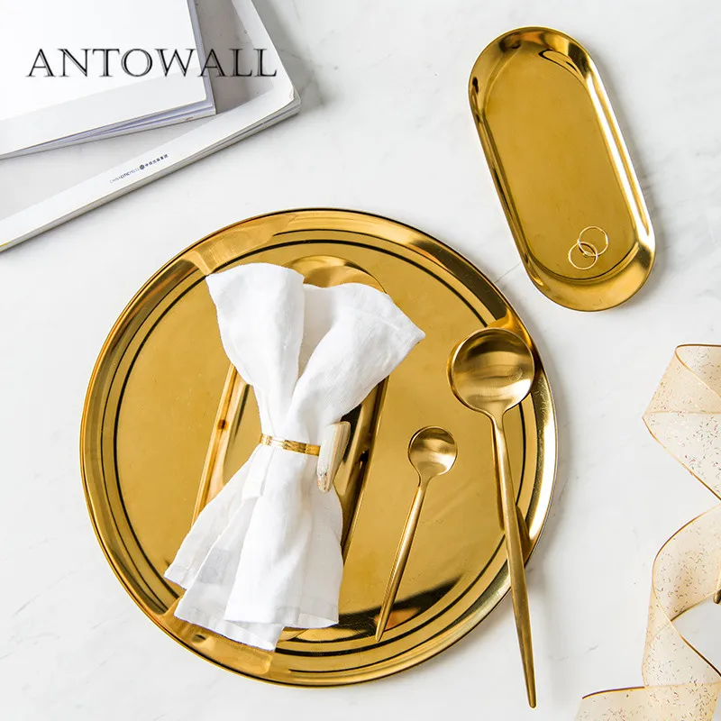 ANTOWALL Household stainless steel tableware oval fruit plate golden desktop storage tray rainbow candlestick tray
ANTOWALL Household stainless steel tableware oval fruit plate golden desktop storage tray rainbow candlestick tray