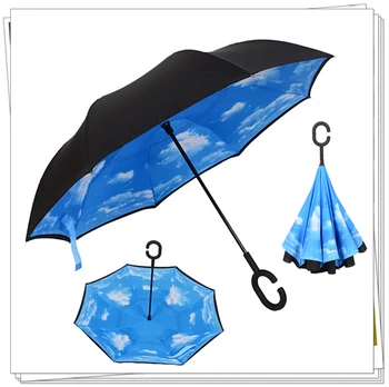 Car Necessary Creative Pretty Windproof Reverse Folding Double Layer Inverted Sturdy Umbrella Distinctive C-Hook Hands-free
Car Necessary Creative Pretty Windproof Reverse Folding Double Layer Inverted Sturdy Umbrella Distinctive C-Hook Hands-free