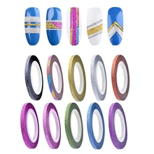 Nnail stickers 10 couleurs rouleaux 3mm bande de rayure ligne Styles rugueux Nail Art conseils autocollants autocollants pour ongles pour filles 0110(China)