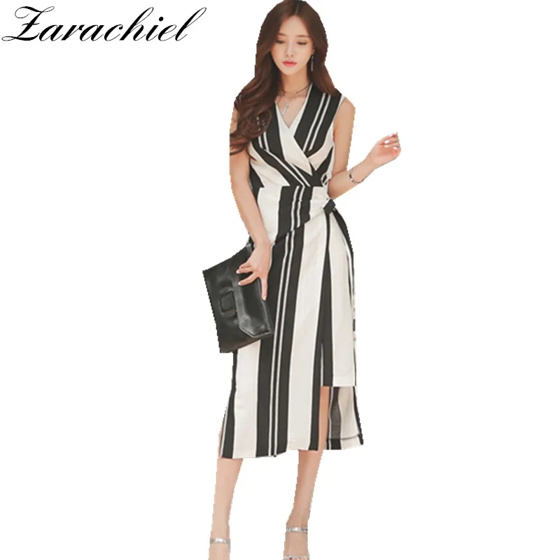 Zarachiel Women's Sleeveless Striped Pencil Bodycon Summer Dress Sexy V Neck Belt Bow Wrap Dress Office Lady Split Long Dress
Zarachiel Women's Sleeveless Striped Pencil Bodycon Summer Dress Sexy V Neck Belt Bow Wrap Dress Office Lady Split Long Dress