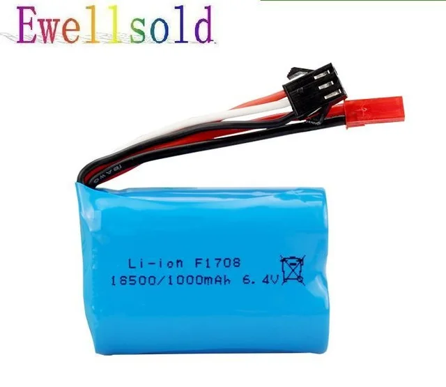 6.4V 1000mAh Li-ion battery 18500 For wltoys A303 A313 A323 A333 1/12 RC car toys battery accessories 6.4 V battery JST-2P Plug
6.4V 1000mAh Li-ion battery 18500 For wltoys A303 A313 A323 A333 1/12 RC car toys battery accessories 6.4 V battery JST-2P Plug