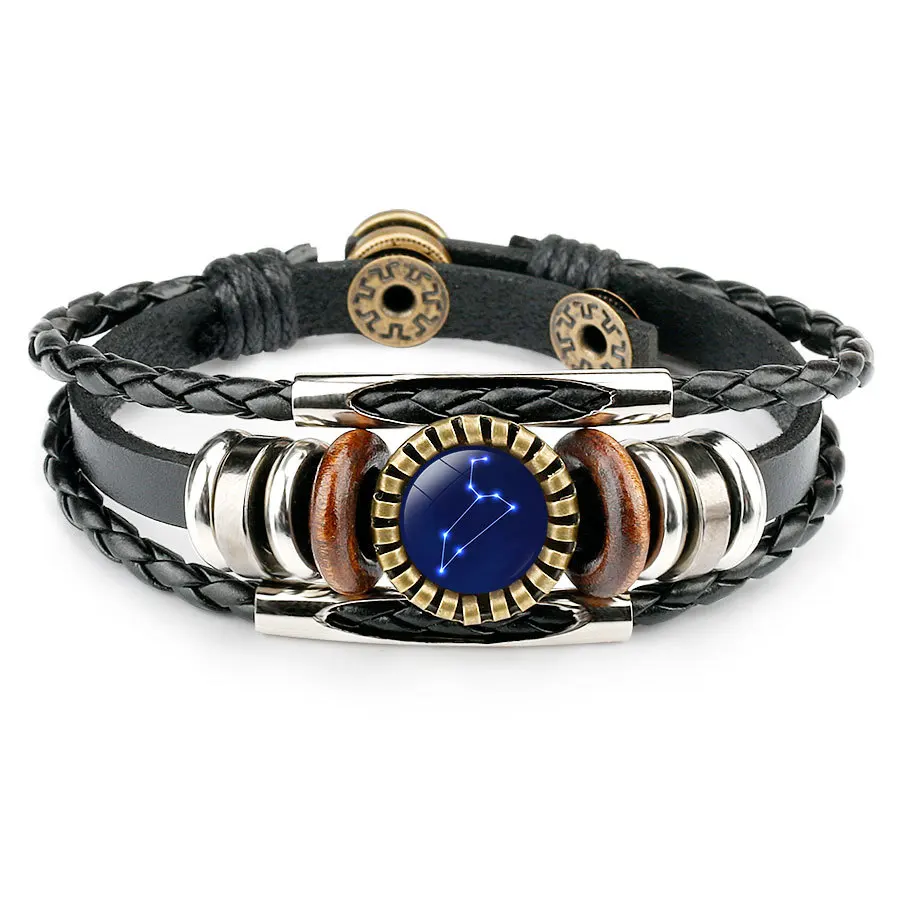 12 Constellation Cancer Lion Virgo Libra Zodiac Sign Leather Bracelet Glass Fabric Dome Jewelry Men Bracelet
12 Constellation Cancer Lion Virgo Libra Zodiac Sign Leather Bracelet Glass Fabric Dome Jewelry Men Bracelet