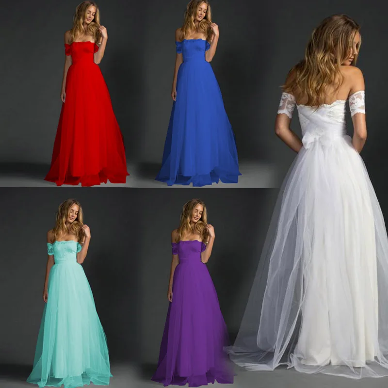 Elegant Long Prom Dresses Women Solid Lace Tulle Banquet Party Dress Beach Off The Shoulder Vestido De Festa A-Line Vestido Gala
Elegant Long Prom Dresses Women Solid Lace Tulle Banquet Party Dress Beach Off The Shoulder Vestido De Festa A-Line Vestido Gala