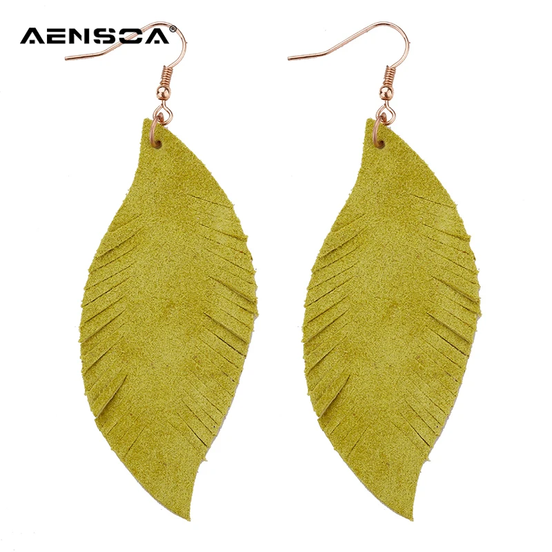 AENSOA 5 color Leaf Real Goat Leather Earrings for Fashion Women Statement Drop Earrings Alloy Hook Jewelry Gifts Pendientes
AENSOA 5 color Leaf Real Goat Leather Earrings for Fashion Women Statement Drop Earrings Alloy Hook Jewelry Gifts Pendientes