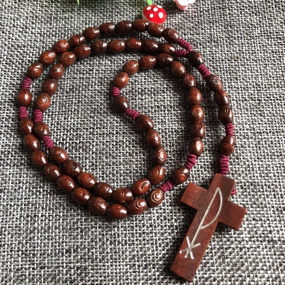 10pcs/pack 8*6mm elastic cord wooden religious rosary necklace engraved circle beads dark brown and maroon color randomly send
10pcs/pack 8*6mm elastic cord wooden religious rosary necklace engraved circle beads dark brown and maroon color randomly send