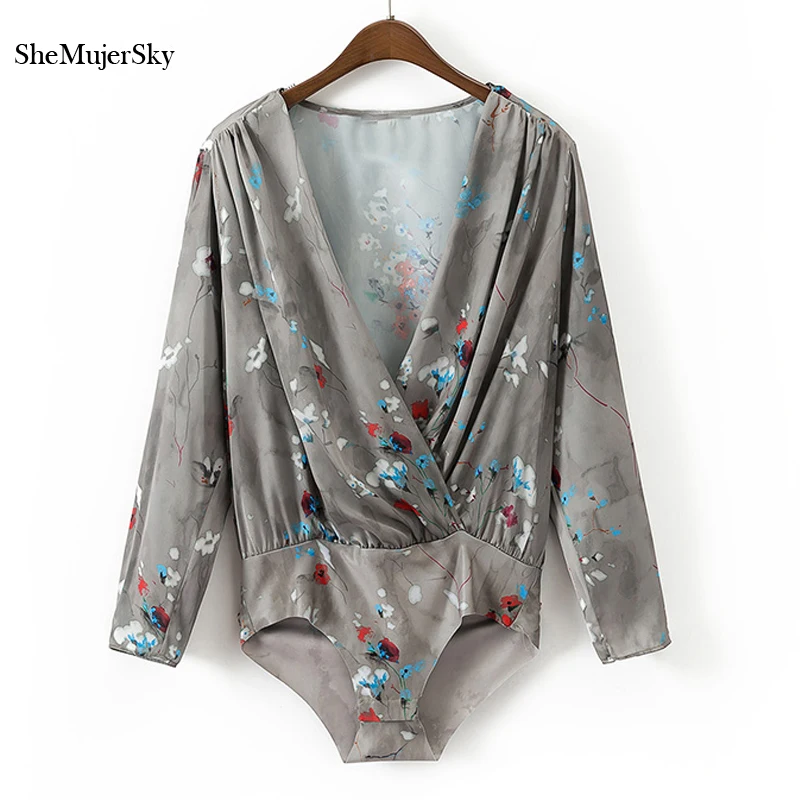 SheMujerSky Sexy Bodysuit Deep V Bodysuits Floral Printing Long Sleeve body femme monos cortos de mujer 2017
SheMujerSky Sexy Bodysuit Deep V Bodysuits Floral Printing Long Sleeve body femme monos cortos de mujer 2017