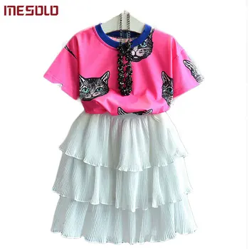 MESOLO 2019 summer dress new girl girl cat Short Sleeve Chiffon cake skirt two piece N3256 
MESOLO 2019 summer dress new girl girl cat Short Sleeve Chiffon cake skirt two piece N3256