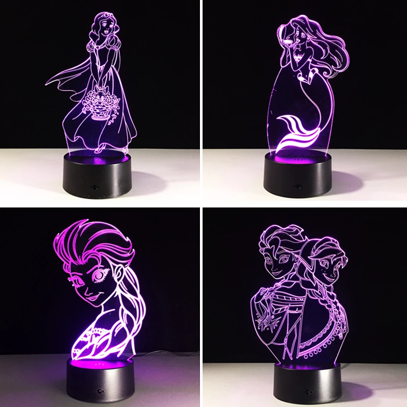Multi-Color LED Light Table Lamps Snow White/Elsa/Anna Cartoon Princess Colorful 3D Illusion Mood Light for Kids Children Girls
Multi-Color LED Light Table Lamps Snow White/Elsa/Anna Cartoon Princess Colorful 3D Illusion Mood Light for Kids Children Girls