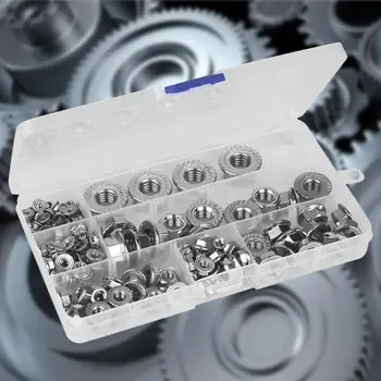 140Pcs Stainless Steel Hex Flange Lock Nut Set M3/M4/M5/M6/M8/M10/M12 round nuts Wholesale
140Pcs Stainless Steel Hex Flange Lock Nut Set M3/M4/M5/M6/M8/M10/M12 round nuts Wholesale