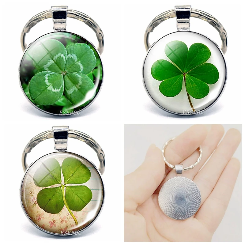 Four-leaf Clover Keychain Clover Glass Cabochon Metal Keyring Lucky Jewelry Lucky Gift for Friends
Four-leaf Clover Keychain Clover Glass Cabochon Metal Keyring Lucky Jewelry Lucky Gift for Friends
