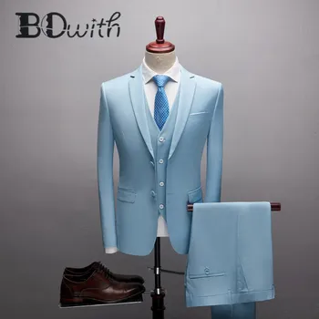 2019 Blue Slim Fit Men Suits Notched Collar Two Buttons 3 Pieces Suits(Jacket+Pants+Vest) Men Suits Groom Wedding Party Tuxedos
2019 Blue Slim Fit Men Suits Notched Collar Two Buttons 3 Pieces Suits(Jacket+Pants+Vest) Men Suits Groom Wedding Party Tuxedos