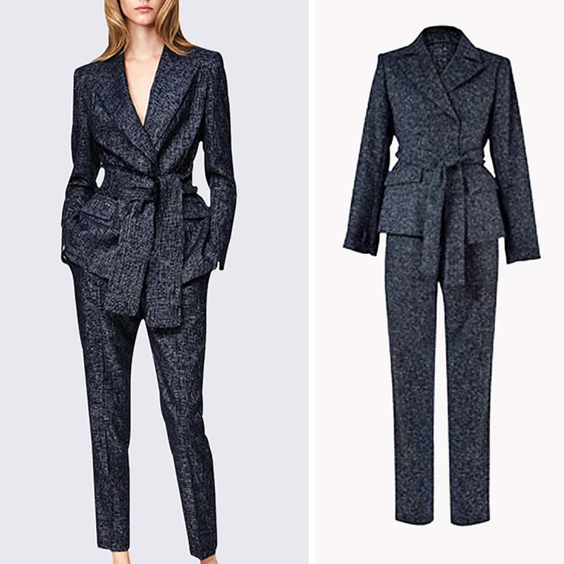 Fashion pants women's new high-end professional wear suit women's autumn OL temperament commuter two-piece suit women 
Fashion pants women's new high-end professional wear suit women's autumn OL temperament commuter two-piece suit women
