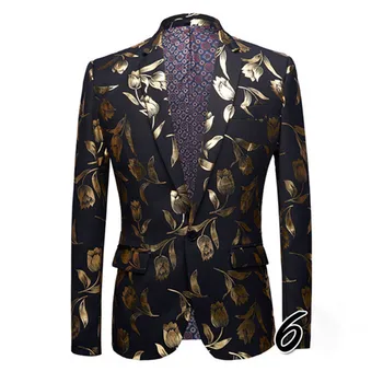 Men Plus Size Casual Blazer Gloden Flowers Pattern Suit Jacket Slim Fit Wedding Groom Disfraz Hombre Stage Clothes
Men Plus Size Casual Blazer Gloden Flowers Pattern Suit Jacket Slim Fit Wedding Groom Disfraz Hombre Stage Clothes