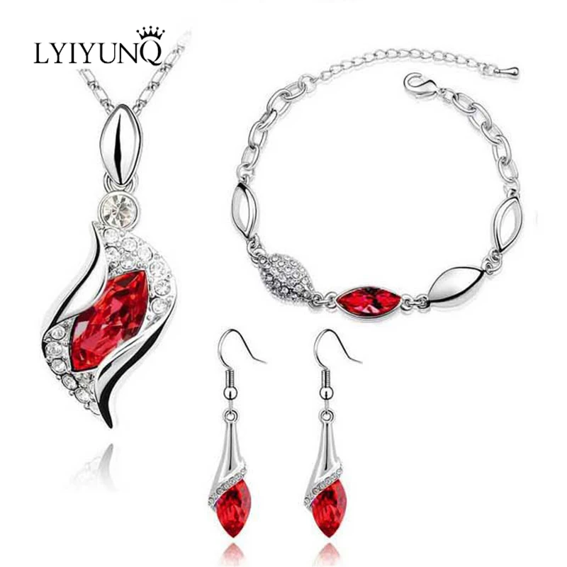 LYIYUNQ Trendy 925 Sterling Silver Water Drop Long Earrings Pendant Necklace Bracelet Jewelry Sets For Women Wedding Jewelry
LYIYUNQ Trendy 925 Sterling Silver Water Drop Long Earrings Pendant Necklace Bracelet Jewelry Sets For Women Wedding Jewelry