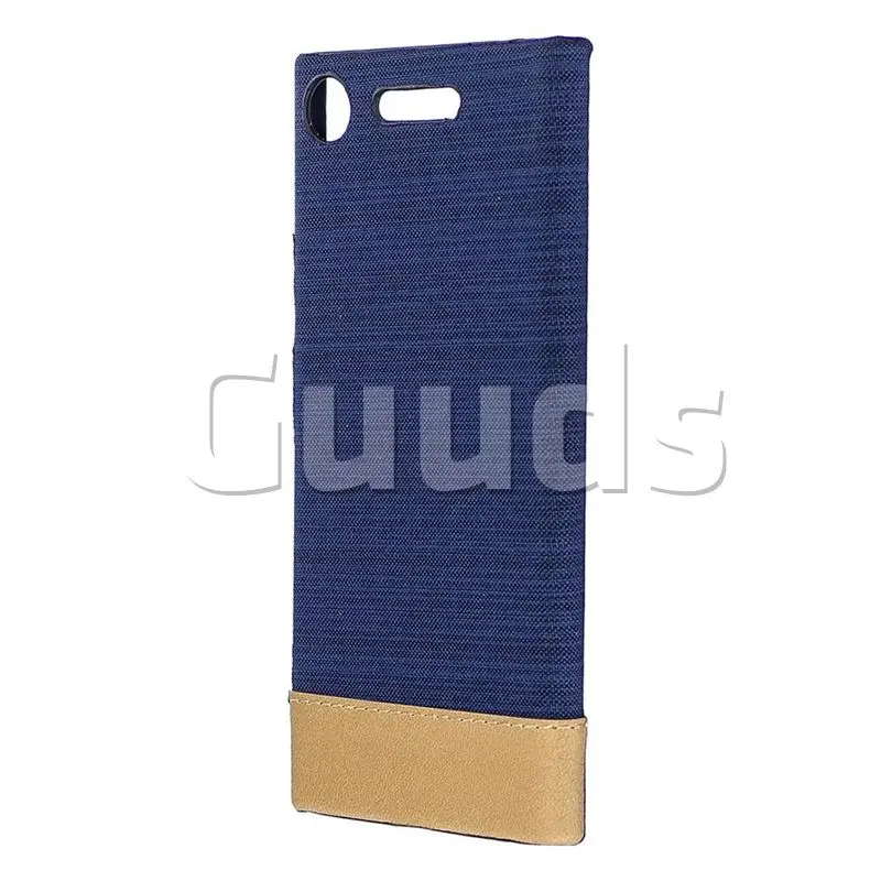 Canvas Cloth Coated Plastic Back Cover for Sony Xperia XZ1 - Dark Blue