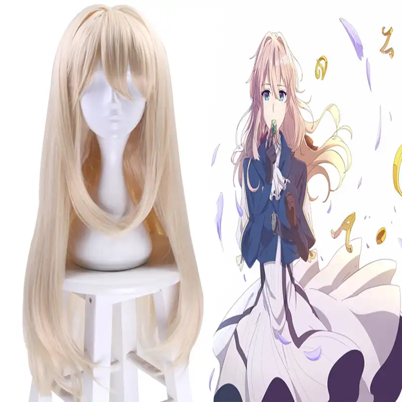 Violet Evergarden Panjang Ponytail Braid Bun Poni Pirang Cosplay Penuh Wig Gratis Busur Free Cosplay Bow Cosplaybow Bow Aliexpress