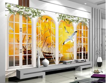 Custom 3d mural wallpaper Continental window Seaview sailboat Home Decor Living Room Wall Covering
Custom 3d mural wallpaper Continental window Seaview sailboat Home Decor Living Room Wall Covering