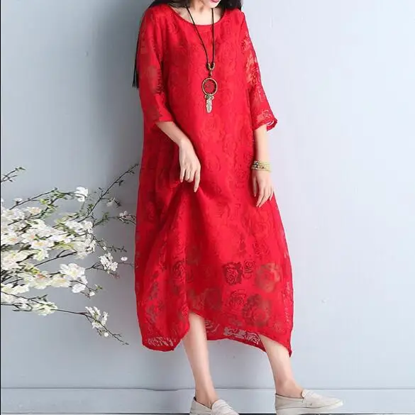 Plus Size Women Dress Summer Style Sexy Lace Patchwork Floral Vintage Female Casual Vestidos Dress Show Thin Large Dress AF211
Plus Size Women Dress Summer Style Sexy Lace Patchwork Floral Vintage Female Casual Vestidos Dress Show Thin Large Dress AF211
