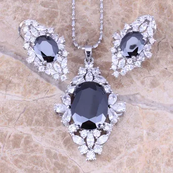 Glaring Black Cubic Zirconia White CZ Silver Plated Earrings Pendant Necklace Jewelry Sets S0801
Glaring Black Cubic Zirconia White CZ Silver Plated Earrings Pendant Necklace Jewelry Sets S0801